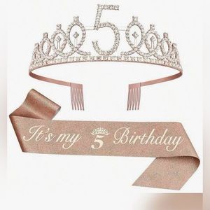 2pc. Crown Tiara and Satin sash. Birthday 5